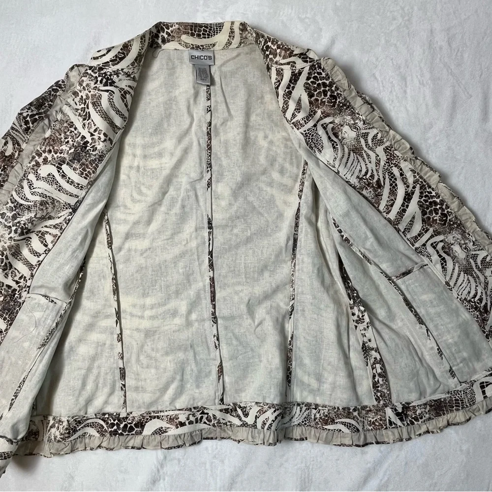 Chico's animal print linen blend size 2 overshirt - Picture 10 of 13